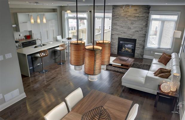 open concept modern kitchen living room